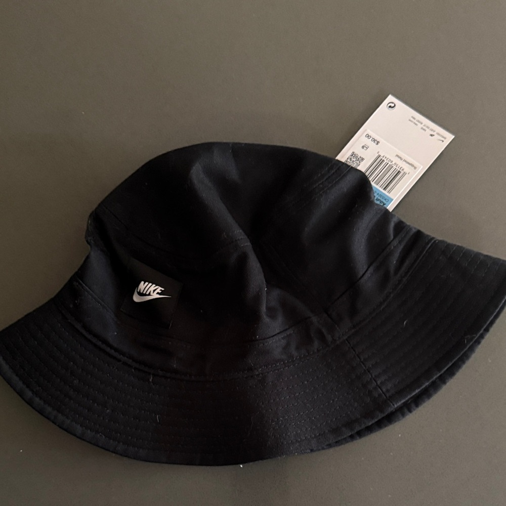 Nike Black Bucket Hat with White Logo Patch